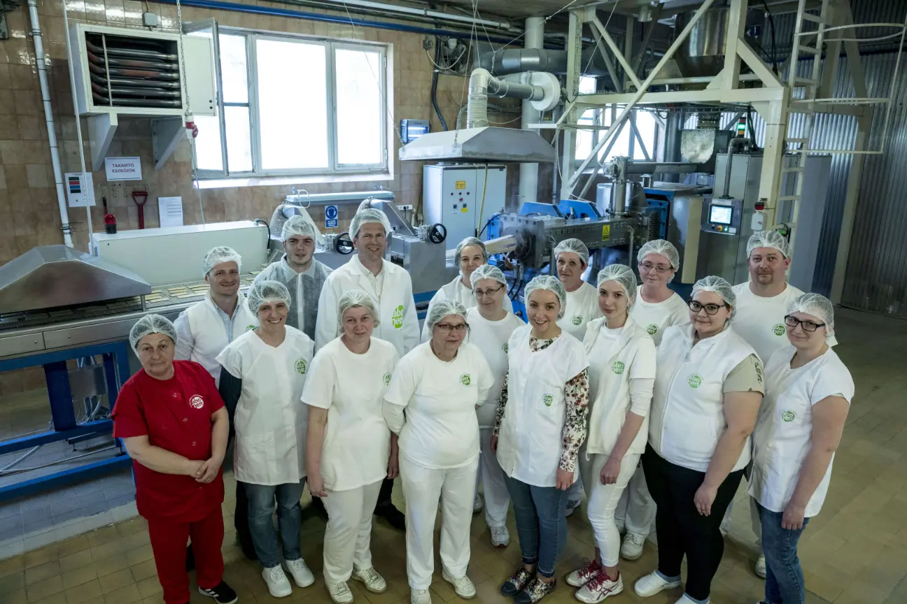 The Abonett production team in the plant in Abony