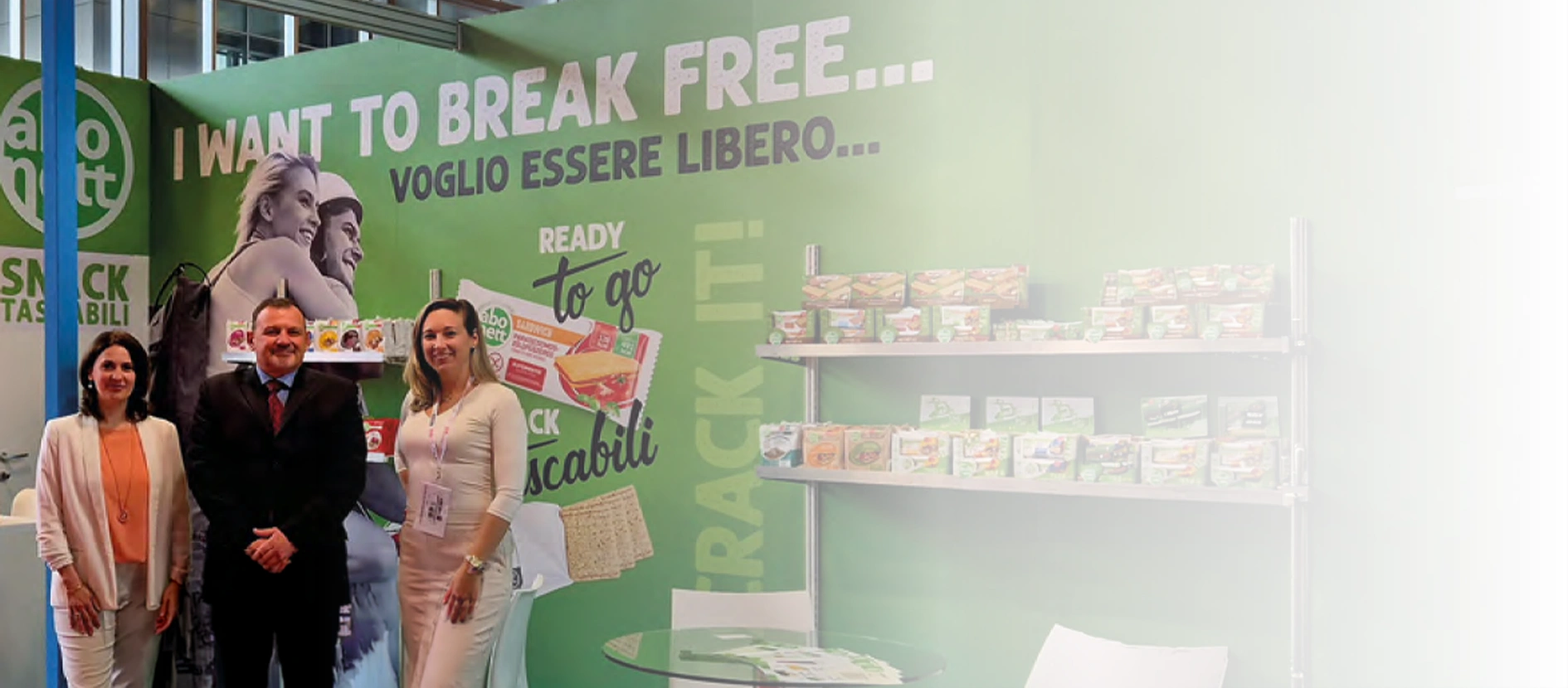 The Abonett team at their "I want to break free" trade-fair stand