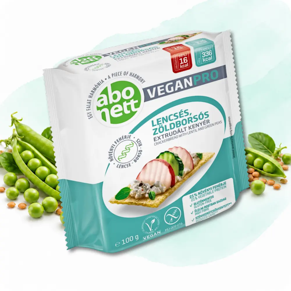 VeganPro Crackerbread with Lentils and Green Peas, 100 g pack