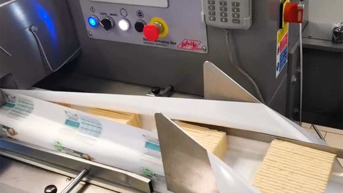 Crackerbread packaging line at the Abonett plant in Abony, Hungary